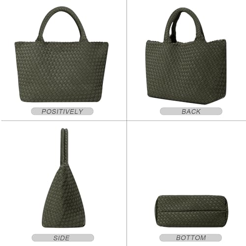Bolso grande tejido para mujer con asa de neopreno miniatura 5