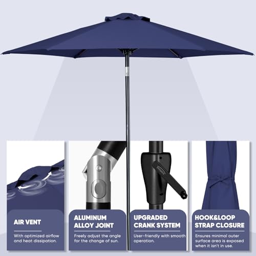 Tempera Patio Market Outdoor Table Umbrella with Push Button Tilt and Crank, Large Sun Umbrella with Sturdy Pole & Fade Resistant Canopy, Easy to Set - Image 4