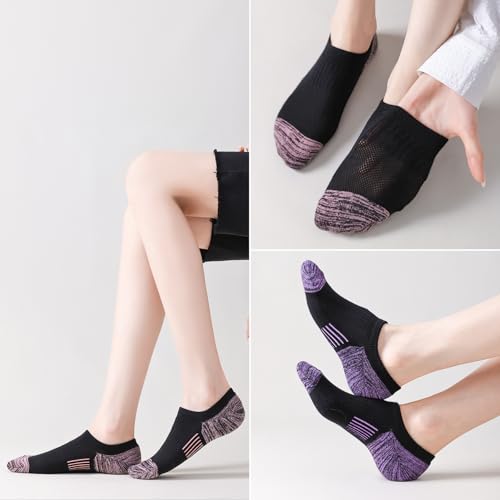 Image of EPEIUS Thick No Show Socks for Women Athletic Ankle Socks Cushioned Running Low Cut Non Slip Footies 3 /6 Pairs