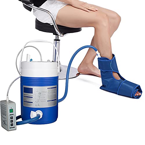 IXAER Cold Therapy System Ice Therapy Machine Cryo Cuff Ankle Foot Cooler for Physical Therapy Equipment with Cooler & Ankle Wrap for After Surgery, Trauma, Rehab & Sports Injuries (for Ankle)
