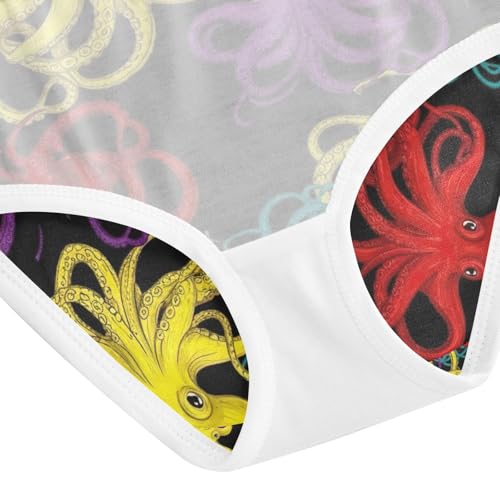 Toddler Panties, Colorful Octopuses Cotton Underwear Girls, 2T–8 Years4
