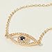MEVECCO Bracelet for Women Gold Evil Eye Round Zirconia Pave 14K Gold Plated Dainty Chain Simple Protection Jewelry