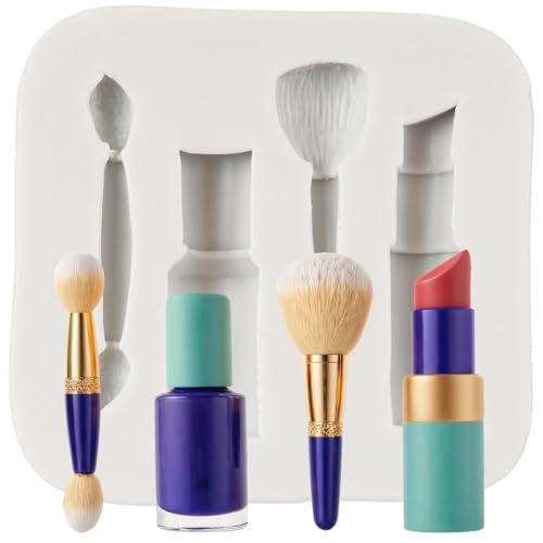 Sijiangmold Moules en silicone sur le thème du maquillage Rouge à lèvres Pinceau de maquillage...