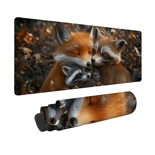 Sous main bureau motif raton laveur tapis de souris géant aux bords cousus