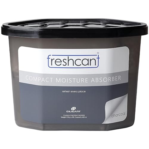 Image of freshcant Compact Moisture Absorber By CILICAnT Refresh Every Place, Dehumidifier for Wardrobe /Closets, Storage Compartment, Kitchen, Cupboard, Almirah, Shoe Rack, Bathroom, (Charcoal pack of 1)
