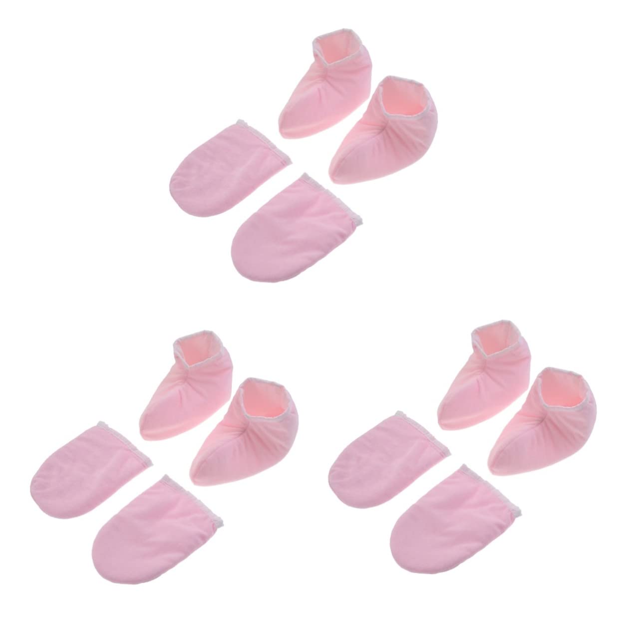 FRCOLOR 6pairs Insulated Paraffin Wax Gloves for Hand and Feet Treatment Soft Cloth Mitts Snap Closure for Heat Therapy Spa Moisturizing Bath Treatment Mitts