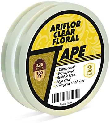 ARIFLOR 2Packs Clear Floral Tape - 1/4" Wide Floral Vase Tape, Clear Waterproof Floral Tape for Fresh Flower Bouquets and Flower Arrangements Crafts (0.25inch*2Packs)
