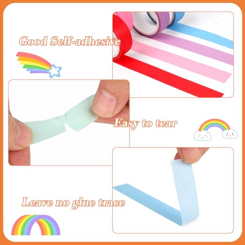 20 Rollen Washi Tape Set Regenbogen Masking Tape, Dekorative Washi Tape Kinder Klebeband Bunt für Scrapbooking, Handwerk Und Bullet Journals (5m x 15mm/Rollen)