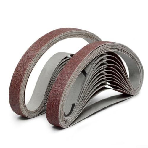 10-Pack Sanding Belts 25 x 330 mm for Angle Grinder — 40 to 1000 Grit Aluminum Oxide Abrasive Belts for Metal Polishing, Wood Grinding & Industrial Use(80#)