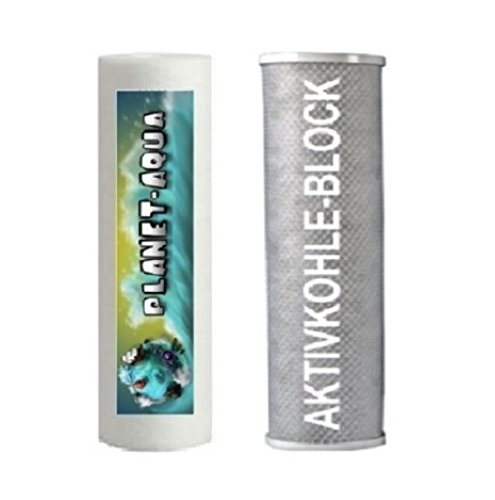 2er Filtergehäuse Set 10 Zoll mit 3/4" Anschluß inkl. Wandhalter, Sedimentfilter, Aktivkohlefilter und Verbinder Muffen - Wasser Brunnen Pumpenfilter Hauswasserwerk