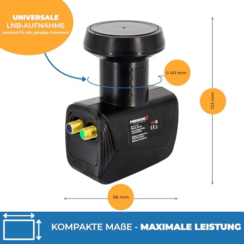 PremiumX Twin LNB pour 2 utilisateur - Convertisseur de Signal TV avec Protection météorologique - LNB Satellite numérique Noir - DVB-S2 8K UHD 4K Full HD – vue 5
