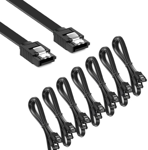 Pack de 12 cables SATA ángulo derecho 90° negro con bloqueo