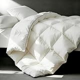 Goose Down Comforters 100% Cotton Shell Queen Size Comforter Luxury Duvet Insert, All Season White Bed Comforter Medium Warmth Goose Down Duvet,430 Thread (Queen 90x90)