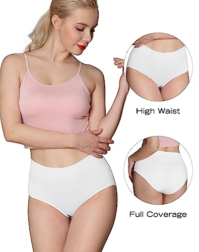 Innersy Womens High Waisted Underwear Cotton Panties Regular & Plus Size 5-Pack(Blazing Sun,Large) #TOP1