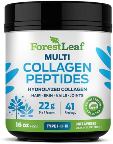 ForestLeaf Collagen Peptides Powder Unflavored - Hydrolyzed Grass...
