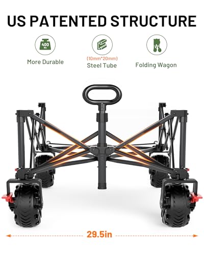 Image of TIMBER RIDGE 600L Beast Wagon 26 inch W Extra Wide Heavy Duty Collapsible Cart