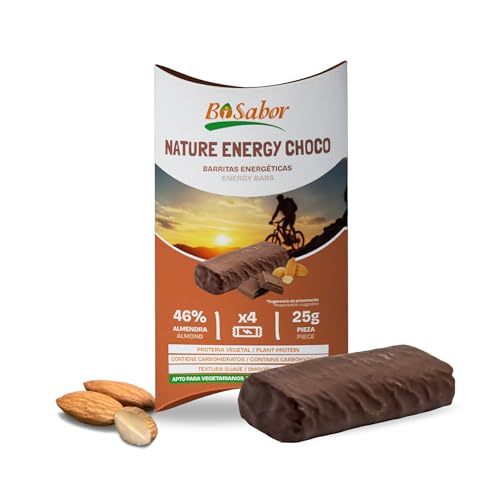 Barritas Energéticas de Almendra Rellenas de Pistacho Snack Saludable 4x25g Barritas Energéticas para Actividades de Alto Rendimiento Ciclismo Trail Running | BISABOR