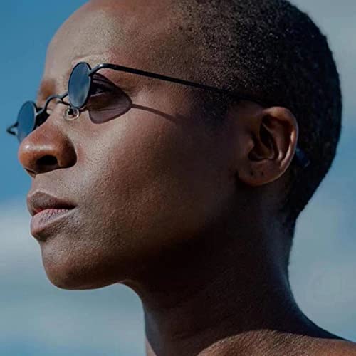 Dzrige Round Polarized Hippie Sunglasses Classic Retro Small Round Sunglasses Cute Funny Small Circle Glasses for Women Men (Black Frame)4