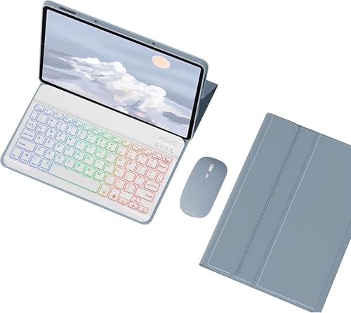 Lenovo Tab M11 11�C���` (TB330FU/TB330XU) 2024 �p �L�[�{�[�h�P�[�X �}�E�X�t�� ���C���{�[�o�b�N���C�g�t�����C���O���\�L�[�{�[�h�J�o�[(�u���[)