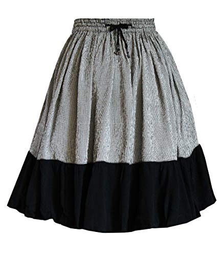 Retro 50's Rockabilly Swing Vintage Style Black & White Checked Skirt (Black & White Check)