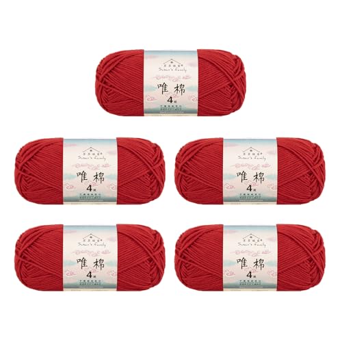 Susan's Family Combed Cotton 4 ply Yarn 5x50g-5Packs-84#Barbados Cherry