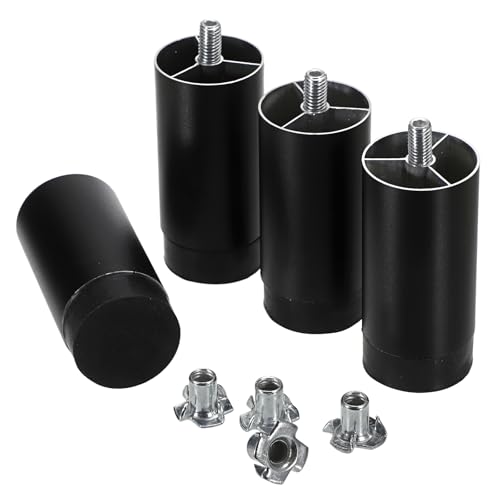SUMNACON Confezione da 4 gambe per mobili in lega di alluminio, colore nero, altezza 8 cm, piedini di supporto per divano, divano, tavolo, fai da te, con filettatura M8, per piano di lavoro,