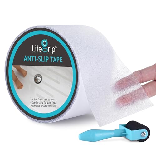 LifeGrip Transparent Anti Slip Tape 4 inch by 40 feet Non-Slip Traction Grip Tape to Tubs Boats Stairs Clear Soft Comfortable for Bare feet (4 X 40 Tape)
