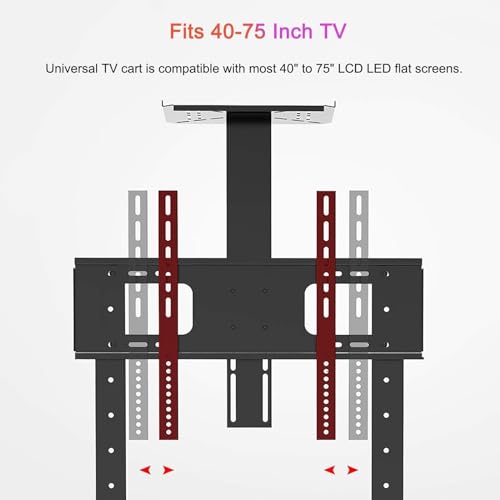Soporte móvil para TV, altura ajustable, ruedas, 50-75 pulg miniatura 6