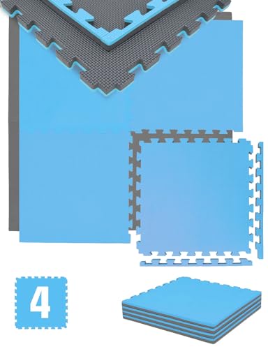 EYEPOWER Trainingsmatte 2cm Extra-Dick: 1m² 4 Große EVA 50x50 Bodenmatten - Bodenschutzmatte 100x100 cm Turnmatte Fitness Sport Matte Fitnessraum Puzzlematte Fitnessmatte Sportmatte Bodenmatte
