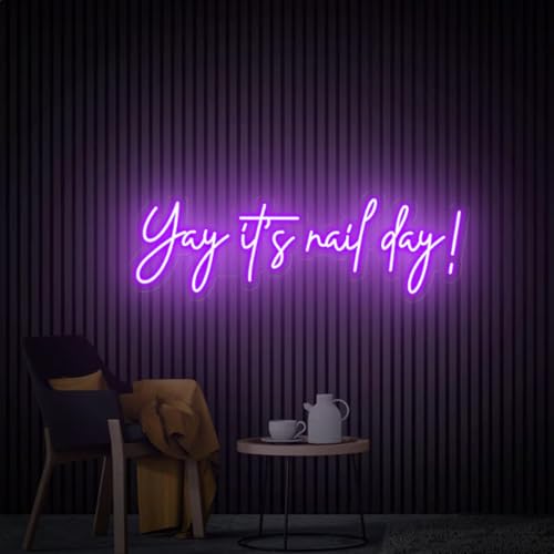 Image of Yay It's Nail Day Neon Sign for Wall Decor 16.5x6.3In