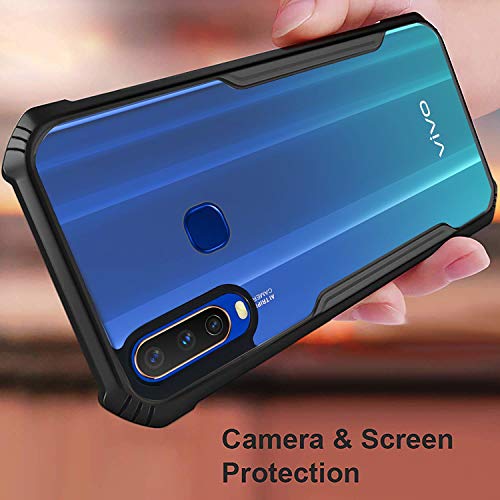 Image of Jkobi Back Cover Case for Vivo Y12 | Y15 | Y17 (Crystal Glass Back | Camera Protection | Shockproof Bumpers | Professional Black)