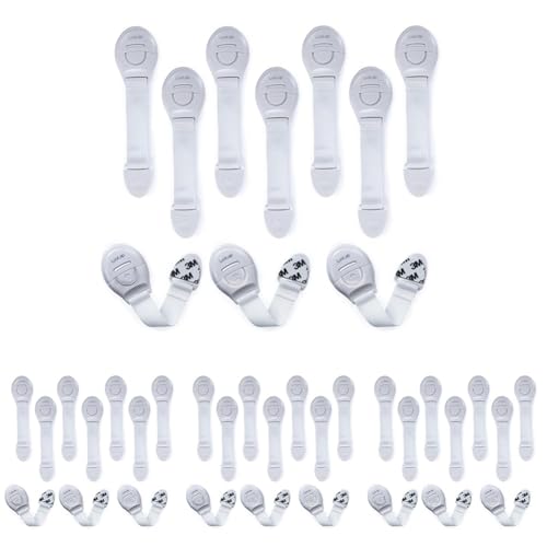 Image of LuvLap Baby Safety Furniture Locks, Pack of 40, Adjustable and Flexible with 3M Adhesive, Safety Locks for Kids, Child Safety Locks for Drawers, Cabinets, Fridge, Cupboard (White)