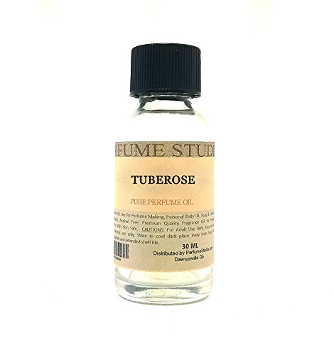 Pure Perfume Oil for Perfume Making, Personal Body Oil, Soap, Candle Making & Incense; Splash-On Clear Glass Bottle. Premium Quality Undiluted & Alcohol Free Compatible with: (Tuberose, 1oz)