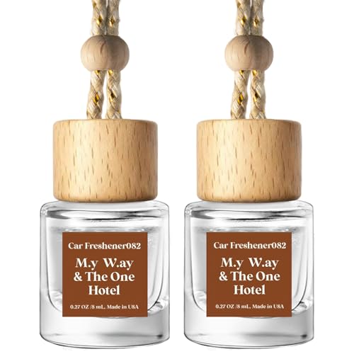 Image of C Classy Hanging Car Air Freshener 2 Pack, M.y W.ay & The One Hotel Essential Oil Diffuser, Long-Lasting Fragrance, Cute Glass Bottle Car Accessories for Women & Men, Made in USA