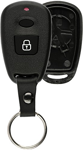 KeylessOption Keyless Entry Remote Car Key Fob Case Shell Button Pad Cover Leather Strap For Hyundai 01-03 Elantra 01-02 Santa Fe OSLOKA-510T