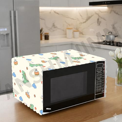 Image of Printed Microwave Oven Cover | Dustproof Waterproof Non-Slip Fabric Cover | Kitchen Decorative Appliance Protector | Kitchen Appliance Cover. (DainoSaur)