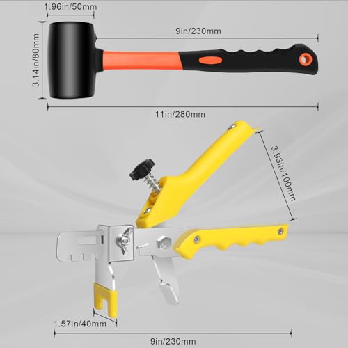 DGSL Tile Leveling System with Rubber Mallet and Tile Plier - 1000-Piece Tile Spacers 1/8 Inch Tile Clips and 200-Piece Reusable Wedges Tile Leveling Tools for Tiles and Stone Installation - Image 3