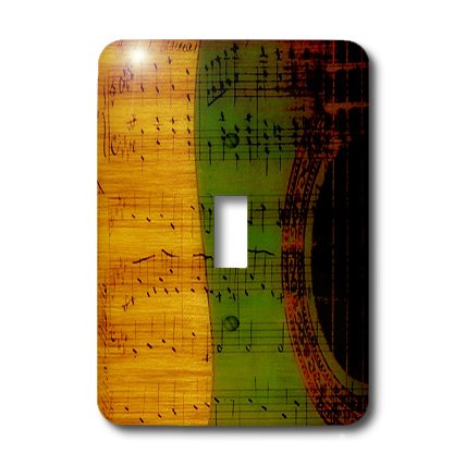 Funda para interruptor de luz de guitarra y notas musicales decoración de pared abstracta 3dRose