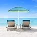 YATIO-7ft Beach Umbrella with Sand Anchor Sand Screw, Tilt, Windproof, Sun Protection SPF/UPF100+, Blue/Green Stripe