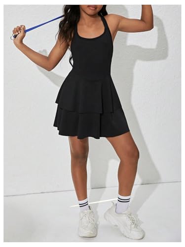 WDIRARA Girl's Layered Ruffle Sleeveless Tennis Dress Criss Cross Back A Line Workout Athletic Golf Dresses4