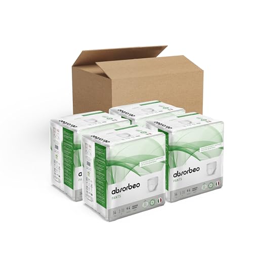 Absorbeo Pantalón Elástico Maxi, Ropa Interior Absorbente Elástica para Incontinencia Grave, Protección Total, Sistema Antiodor, Transpirables, Unisex, Talla M, 4 Paquetes de 14 (56 en total)