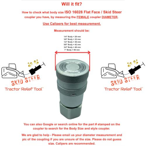 Image of 1 /4 inch ISO 16028 Flat Face Skid Steer Female Hydraulic Quick Coupler Pressure Decompression Relief Release Tool by Tractor Relief Tool