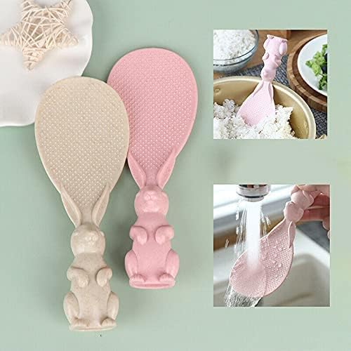 DRIZA Rabbit Handle Non Stick Silicone Rice Serving Shovel Kitchen Utensil Rice Spoon Rice Cooker Shovel Kitchen Tool Pack of 1 Multicolor 3