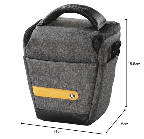Hama Kameratasche Terra aus Recycling-Polyester (Fototasche f&uuml;r Digitalkamera 13,5 x 9,5 x 12 cm, Trageriemen zum Umh&auml;ngen als Schultertasche, G&uuml;rtelschlaufe zum Tagen als Bauchtasche, Handgriff) grau