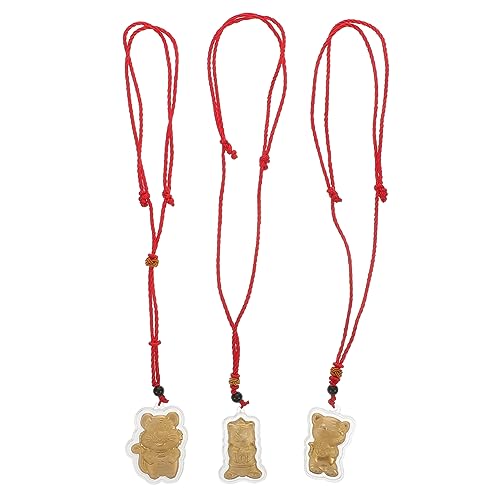 Collier tigre du zodiaque pour enfant avec cordon rouge et pendentif aspect costume