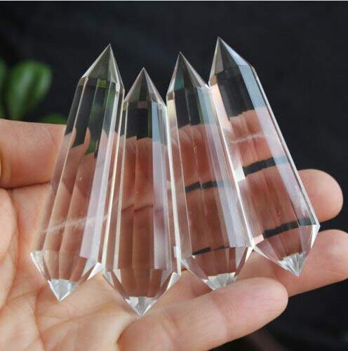 4 Piezas Vogel Estilo Cristal de Cuarzo Transparente Natural 12 Caras Wand Point 126g ERTEYIN