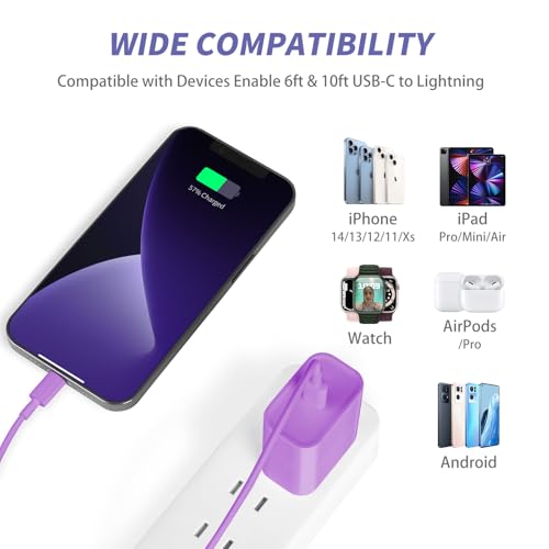 Image of iPhone Charger Fast Charging,[MFi Certified] 2Pack 20W Type C Fast Charger Block with [10FT&6FT] USB C to Lightning Cable Compatible for iPhone 14 /13 /12 /11 Pro Max /Xs Max /XR /X,iPad