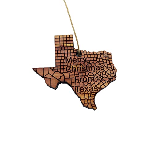 Merry Christmas From Texas - Cedar Ornament