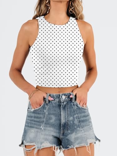 Image of EFAN Women's Double Lined Racerback Crop Tank Top | High Neck Slim Fit Sleeveless Workout Top, No-Bra Essential for Gym, Yoga & Going Out