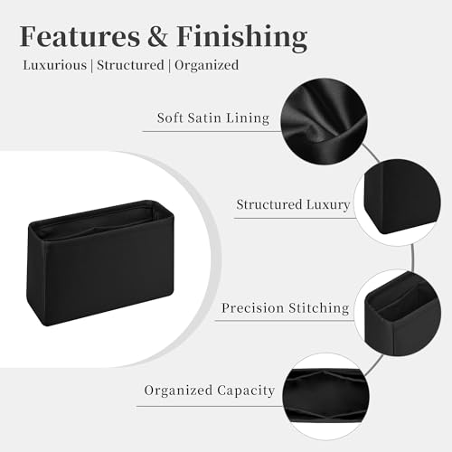 Image of Purse Organizer Insert for Lady Dior New Medium Bags, Satin Luxury Bag Insert, Lightweight & Portable Purse Shaper with Pockets, Ideal for Travel, Shopping, and Daily Use(Black, Lady New Medium)
